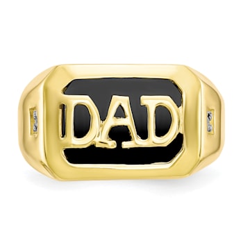 10K Yellow Gold Men's Diamond and Black Onyx DAD Ring
