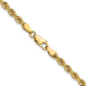 14k Yellow Gold 3.3mm Solid Rope 18 Inch Chain