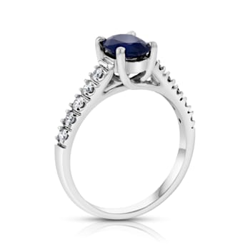1.60ctw Sapphire and Diamond Ring in 14k White Gold