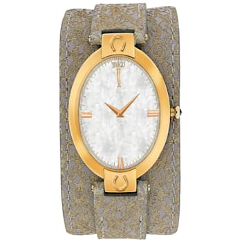 Jivago Women's Good luck White Dial, Yellow Bezel, Light Brown Leather
Strap Watch