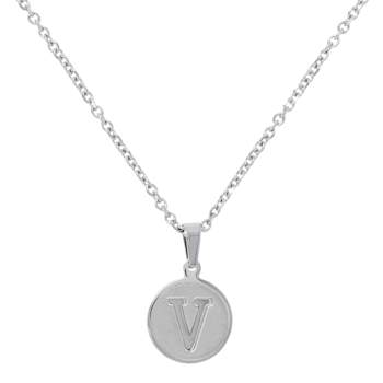 Initial V Charm Pendant Necklace In Silver-Tone
