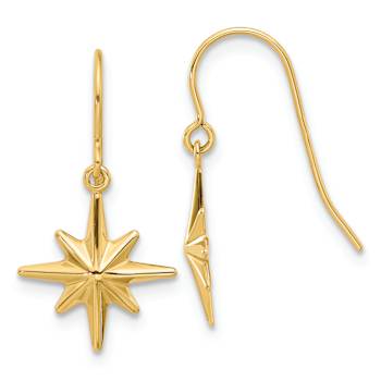 14k Yellow Gold Dangle Star Earrings