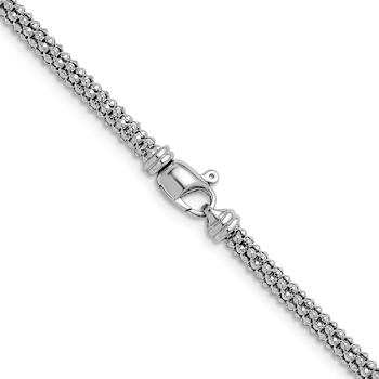 Rhodium Over Sterling Silver 4.5mm Popcorn Mesh 16 Inch Chain