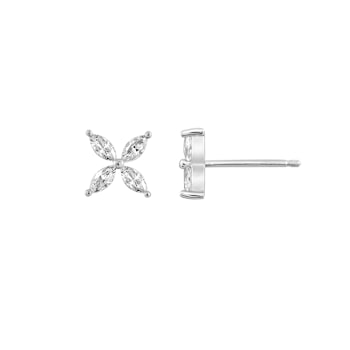 White Cubic Zirconia Platinum Over Sterling Silver Earrings 0.80ctw