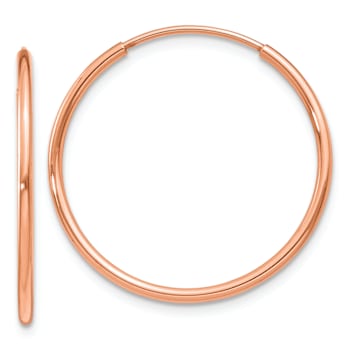 14k Rose Gold 1/1" Polished Endless Hoop Earrings