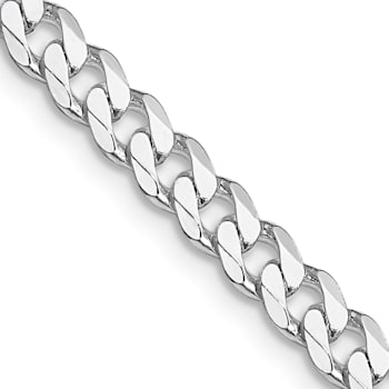 Rhodium Over Sterling Silver 4.5mm Curb Chain Necklace