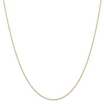 14K Yellow Gold 1.2mm Diamond-cut Beaded Pendant Chain Necklace