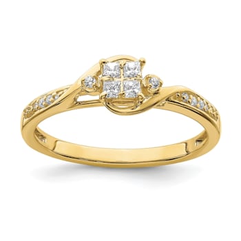 10K Yellow Gold Lab Grown Diamond Cluster Engagement Ring 0.19ctw