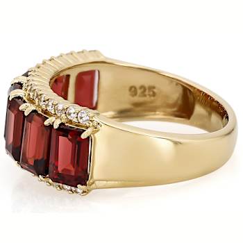 Garnet Rectangular Octagonal Ring In 18K Gold Over Sterling Silver 4.79ctw
