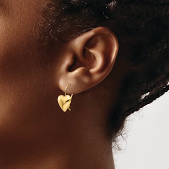 14k Yellow Gold Polished Puffed Heart Earrings
