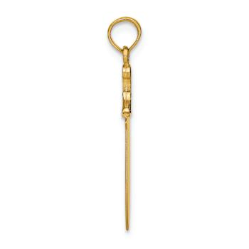 14k Yellow Gold with Black Enamel 3D Butcher Knife Charm