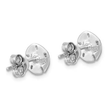 Rhodium Over Sterling Silver Polished Sand Dollar Post Earrings