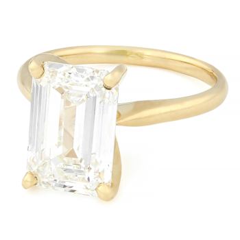 Lab-Grown Diamond Emerald-Cut Solitaire Ring In 14K Gold 4.00ct