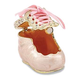 IT'S A GIRL Pink Baby Bootie Trinket Box