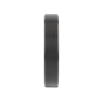 ELISE Black Tungsten Ring with Polished Beveled Edges and Brush Finished
Center 4mm