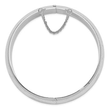 Rhodium Over Sterling Silver Diamond-cut 15mm Fancy Hinged Bangle Bracelet
