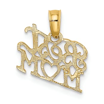 14K Yellow Gold BEST MOM with Heart Charm