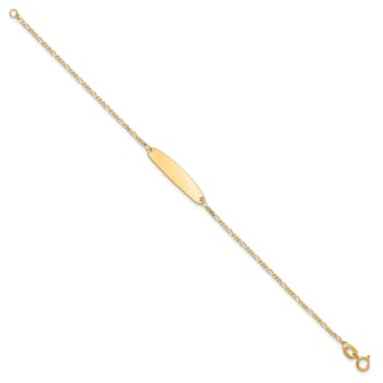 14K Yellow Gold Figaro Baby Oval ID Bracelet