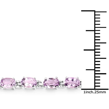 Pink Amethyst Rhodium Over Sterling Silver Oval Tennis Bracelet 8.61ctw