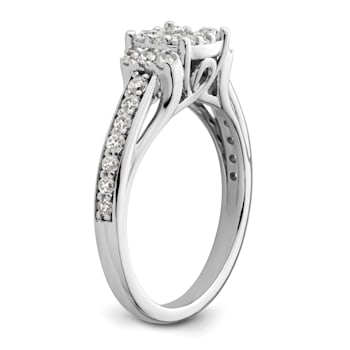 Rhodium Over 14K White Gold Lab Grown Diamond VS/SI GH, Cluster Ring 0.739ctw