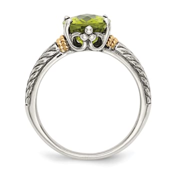 Sterling Silver with 14K Accent Antiqued Peridot Ring