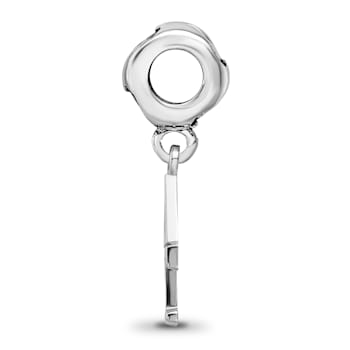 Rhodium Over Sterling Silver LogoArt Delta Gamma Vertical Letter on
Heart Bead