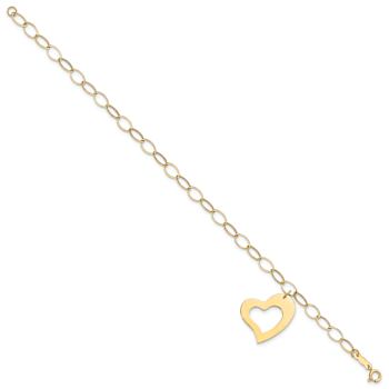 14K Yellow Gold Yellow Gold Dangle Heart Bracelet