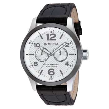 Invicta I-Force 48mm White Dial Leather Band Quartz Watch