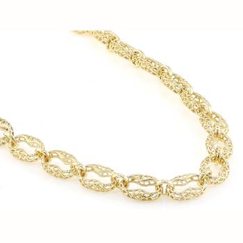 Turkish Mariner Chain Necklace In 18K Gold Over Sterling Silver 8mm 16 Inch