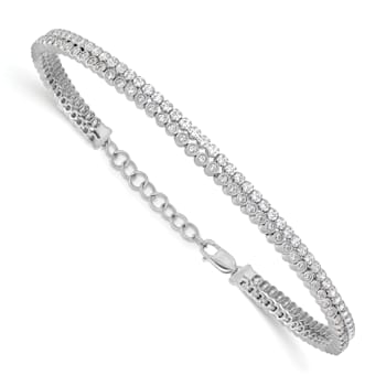 14K White Gold Lab Grown Diamond VS/SI GH, with 1 Inch Extension Double Bracelet