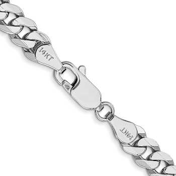 Rhodium Over 14k White Gold 5.75mm Solid Flat Beveled Curb 20 Inch Chain