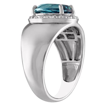 Sterling Silver Oval London Blue Topaz and Lab Created White Sapphire
Ring 3.25ctw