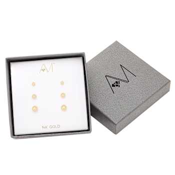 3-Pack 14k Yellow Gold Ball Stud Earrings - 3mm, 4mm, and 5mm Sizes
