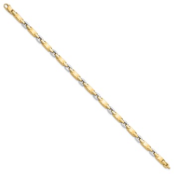 14k Yellow Gold and 14k White Gold 4.8mm Polished Fancy Link Bracelet