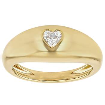 Heart Moissanite Band Ring In 14K Gold Over Sterling Silver