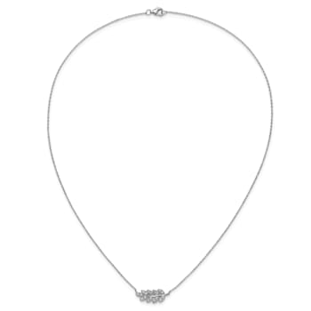 Rhodium Over Sterling Silver Polished Cubic Zirconia Leaf Necklace