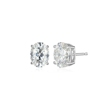 Oval Moissanite Platineve Stud Earrings 3.00ctw DEW