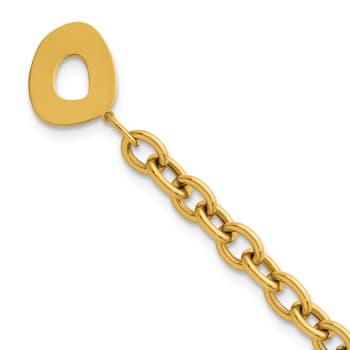 14K Yellow Gold Anchor and Cable Link 7.5 inch Toggle Bracelet