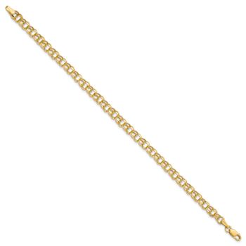 10k Yellow Gold Children's 4.5mm Diamond-Cut Double Link Charm Bracelet