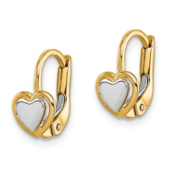 14k Two-tone Children's Heart Dangle Earrings