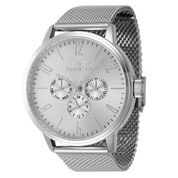Invicta Specialty 44mm Quartz Stainless Steel Mesh Watch, White Dial