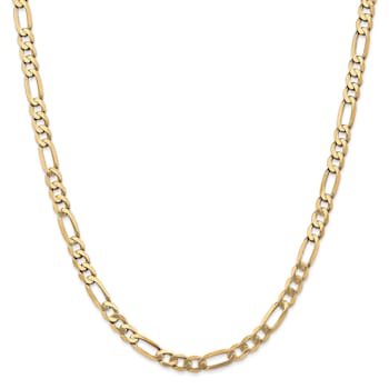 14K Yellow Gold 5.25mm Flat Figaro Chain Necklace