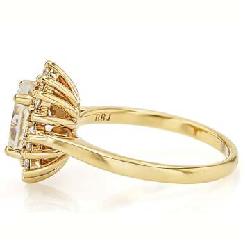 Diamond Simulant Oval And Lab-Created Moissanite Ring In 18K Gold Over
Sterling Silver 2.87ctw