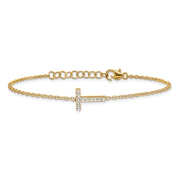 14k Yellow Gold Diamond Sideways Letter T Bracelet