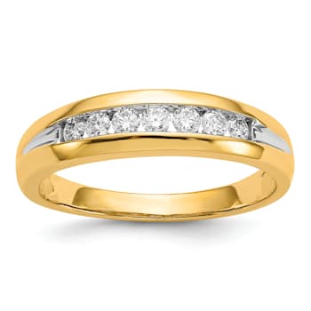 10K Yellow Gold with Rhodium Diamond Men's Channel Ring 0.32ctw