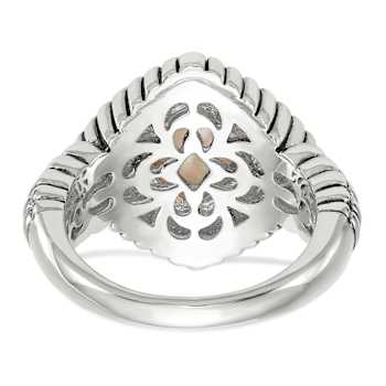 Sterling Silver Antiqued with 14K Accent Mother of Pearl Ring