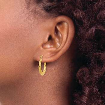 14k Yellow Gold 1/2" Polished Twisted Hoop Earrings