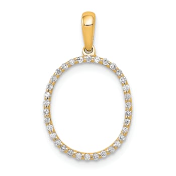 14K Yellow Gold Diamond Letter O Initial Pendant
