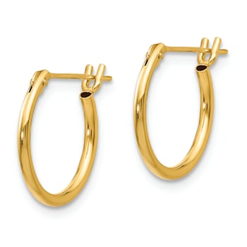 14K Yellow Gold 1.25mm Half Hoop Earrings