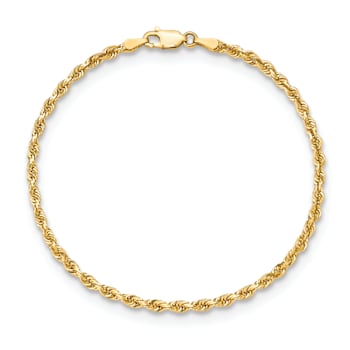 10k Yellow Gold 3mm Diamond-Cut Quadruple Rope Link Bracelet